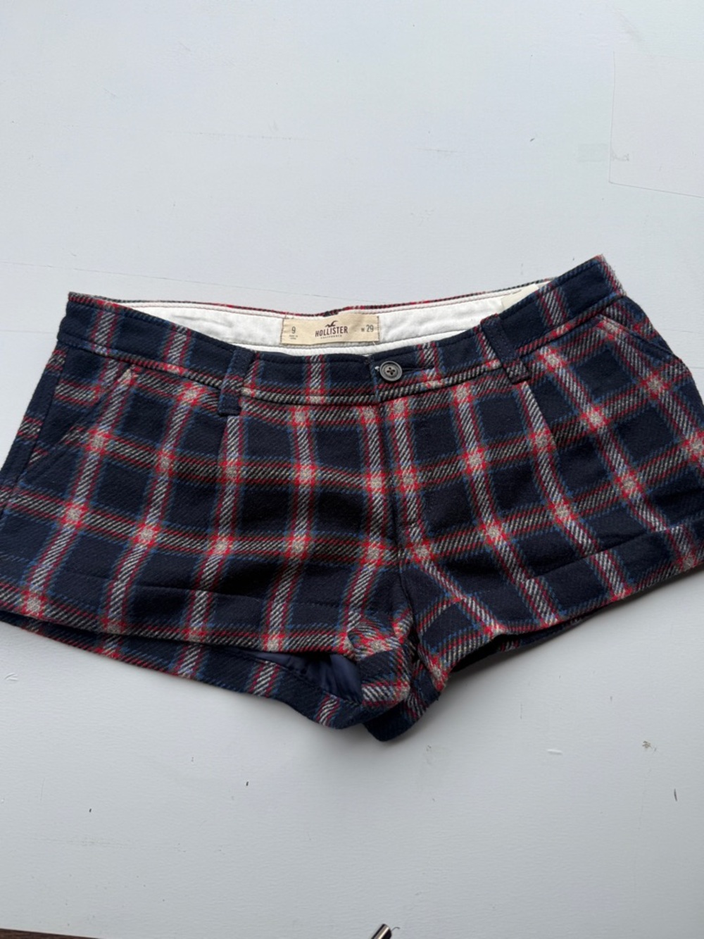 Hollister Navy Plaid Women's Shorts size 9 w29 retro y2k A12